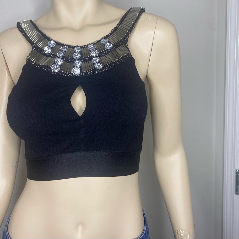 Bebe Embelliseh Beaded Crop Top